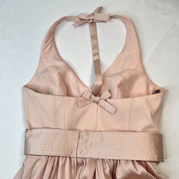 Vera Wang White Halter Neck With Sash Dress Bridesmaid Maxi Blush Pink 4 - Picture 11 of 16